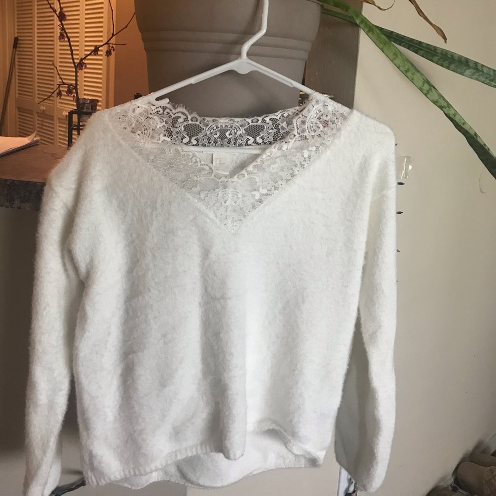 h&m - lace trimmed sweater